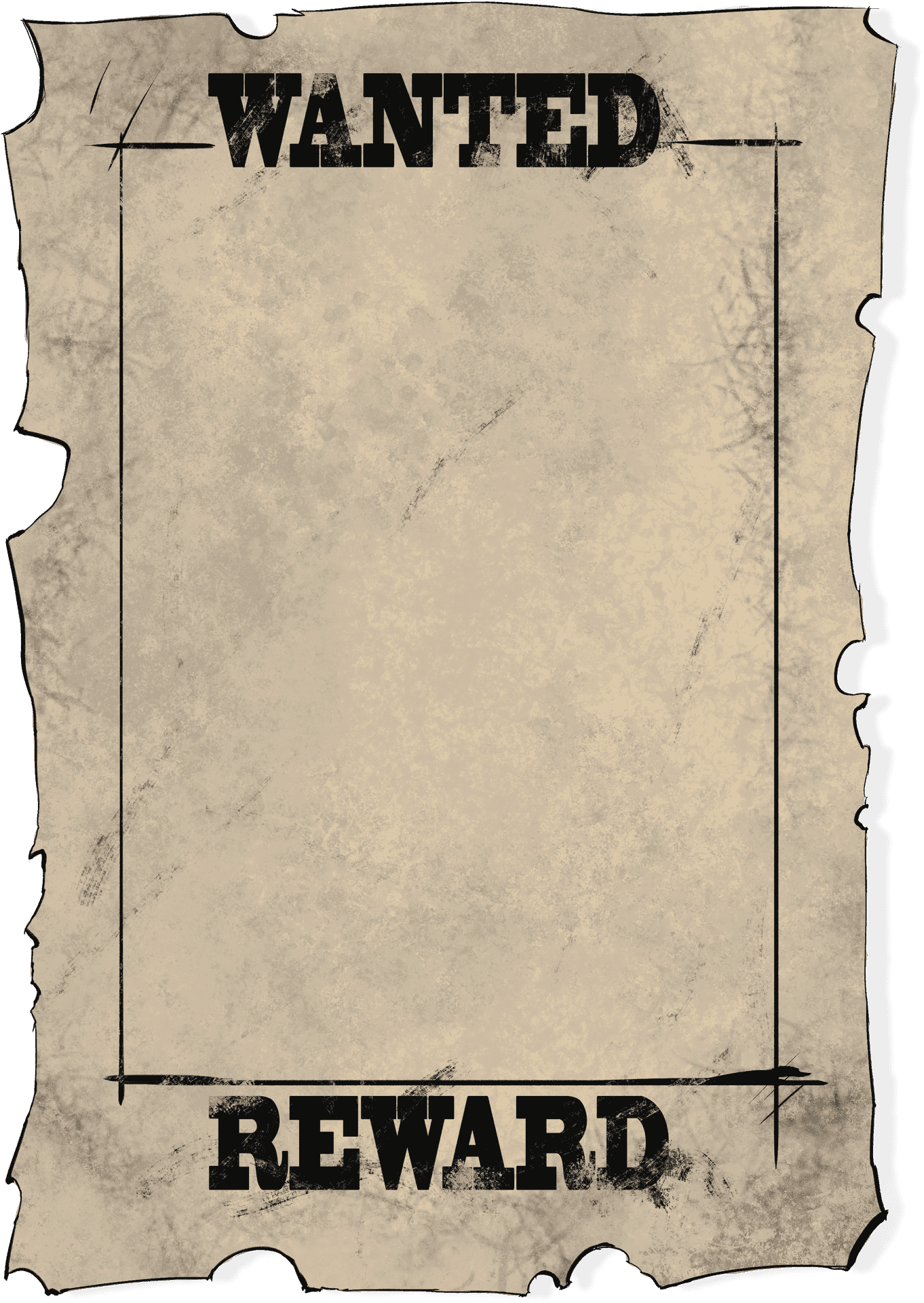 Old Western Wanted Poster Template PNG