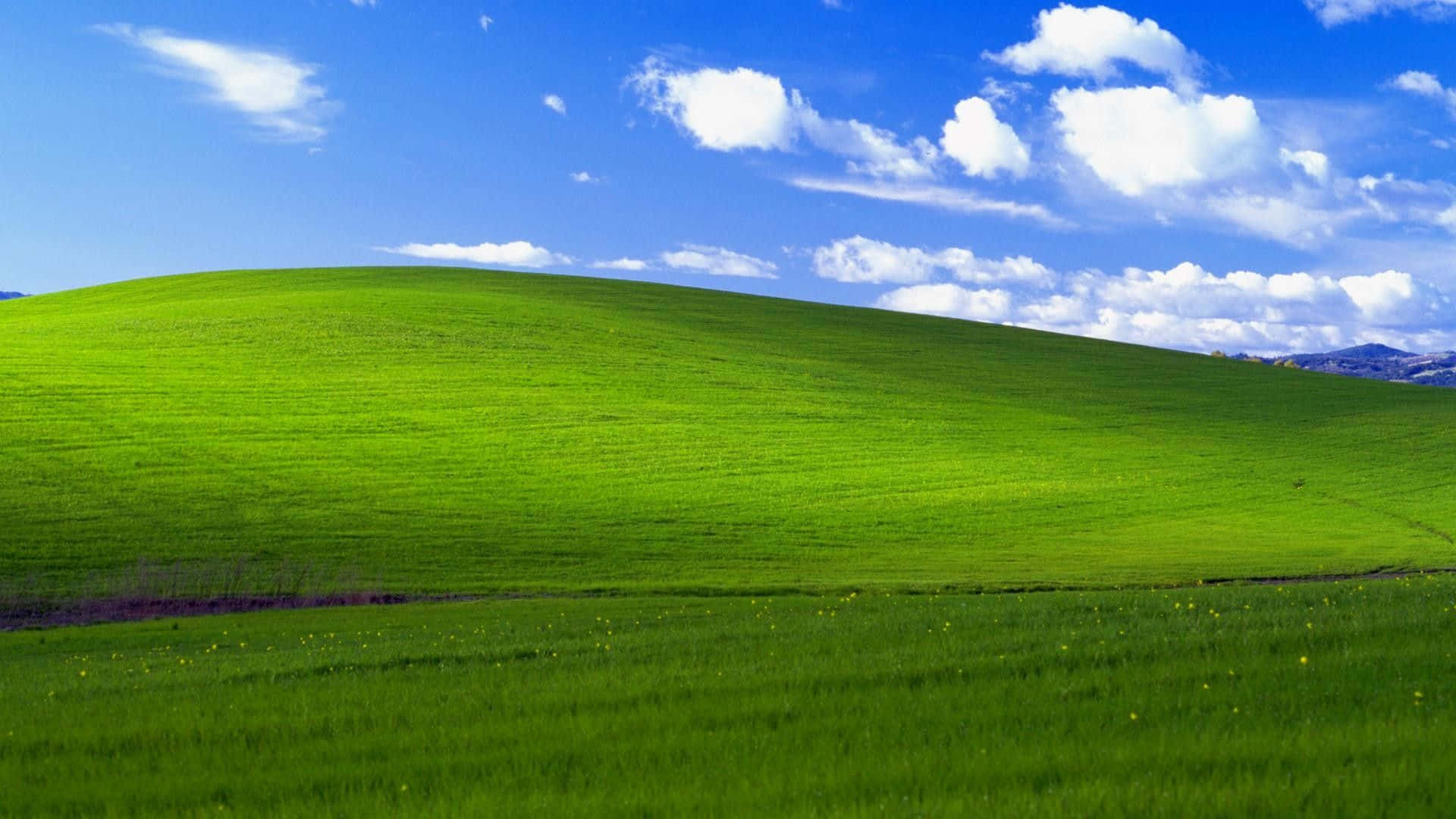 A Green Hill With Blue Sky Wallpaper