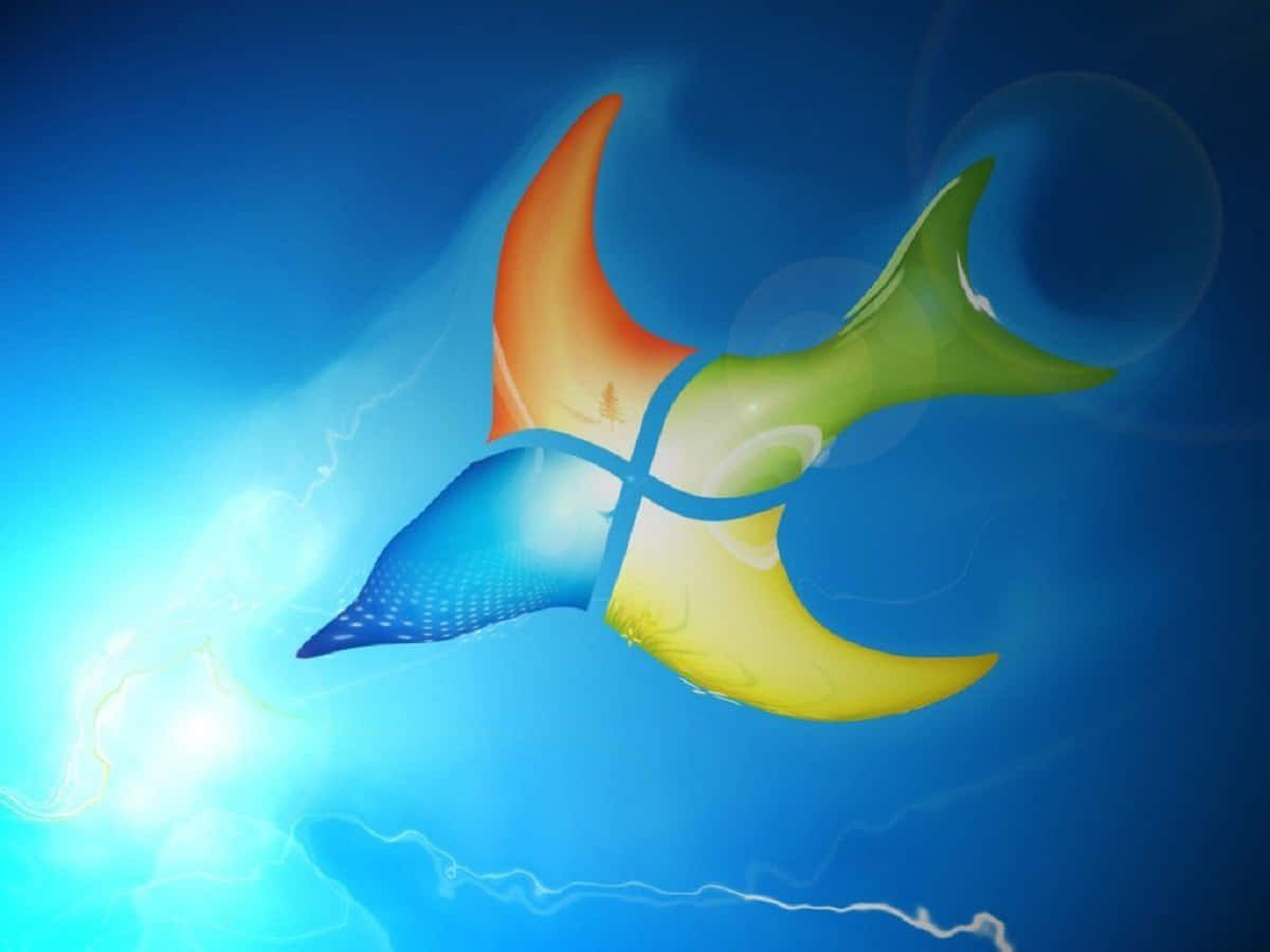 Windows 7 Logo With Lightning Flying In The Sky