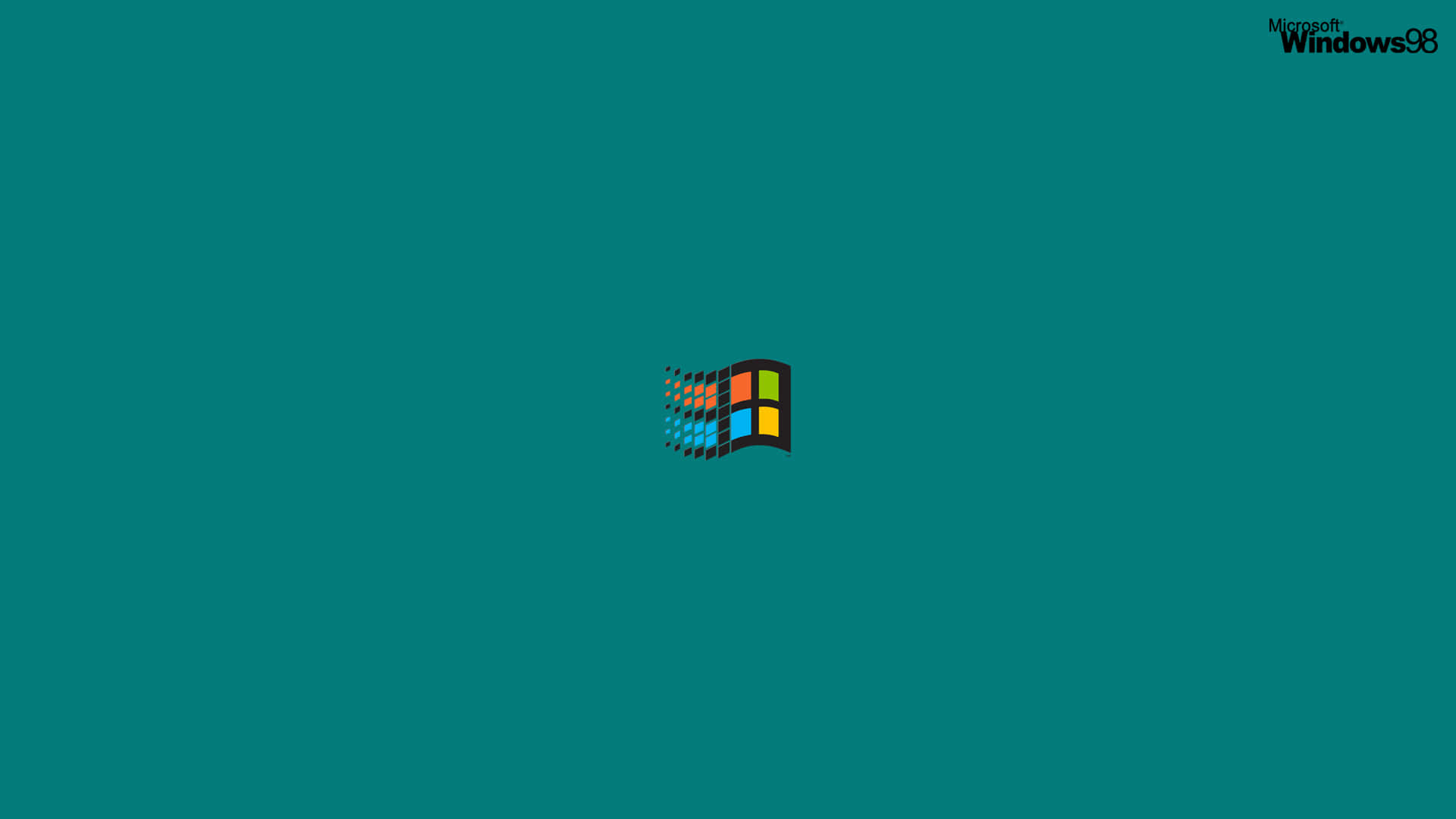 Logoer fra Windows 98 løber over skærmen. Wallpaper