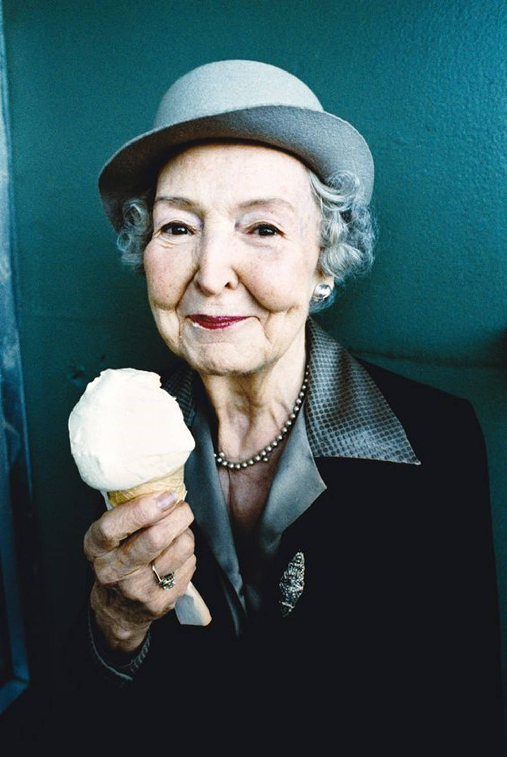 Old Woman Eating Ice-cream Wallpaper
