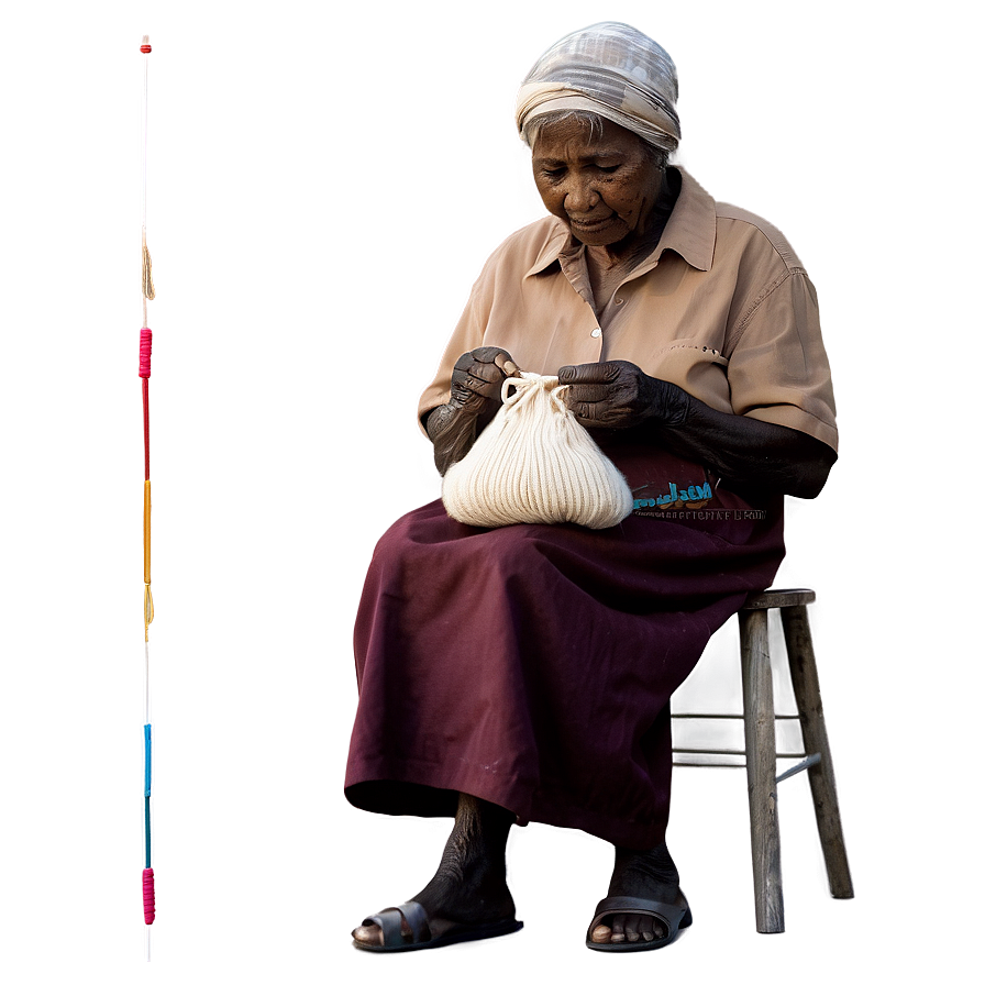 Old Woman Knitting Png 06202024 PNG