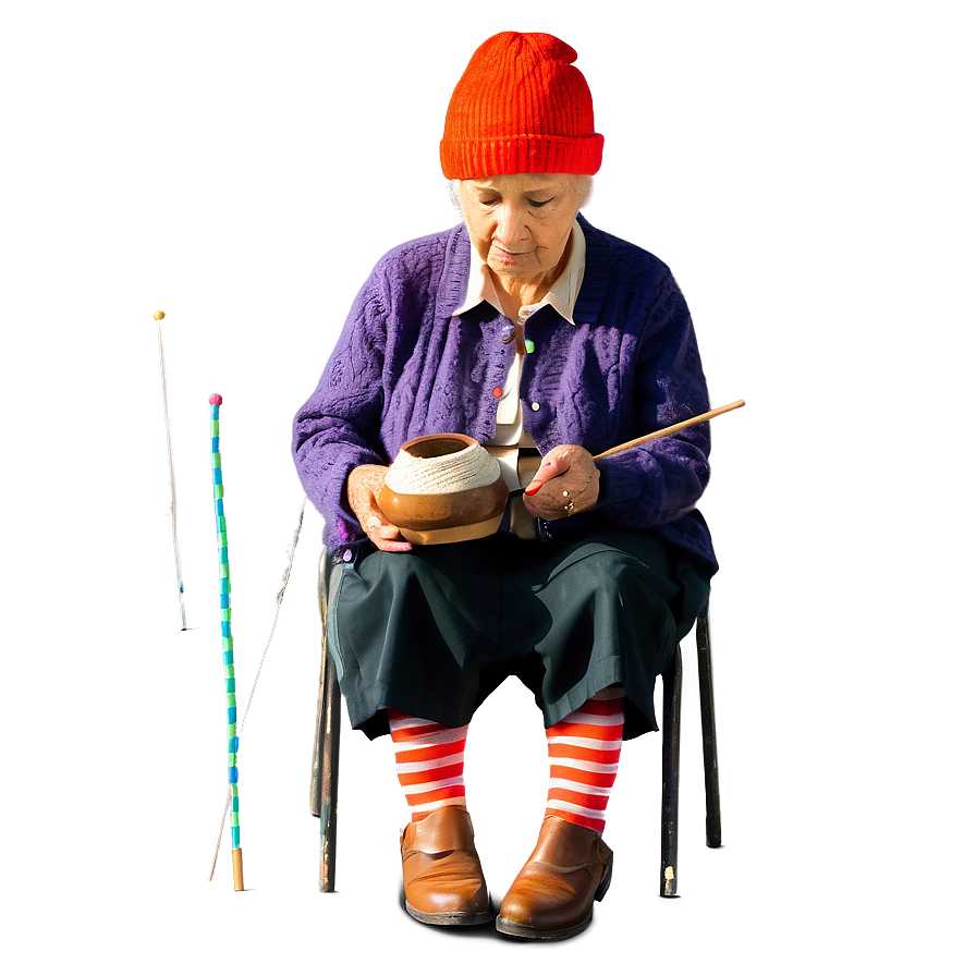 Old Woman Knitting Png 94 PNG