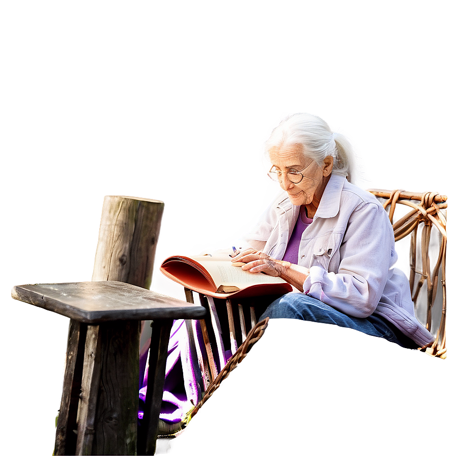 Old Woman Reading Book Png 79 PNG