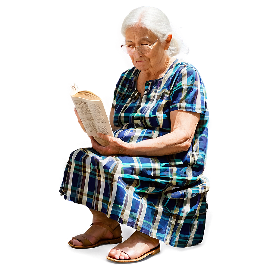 Old Woman Reading Book Png 96 PNG