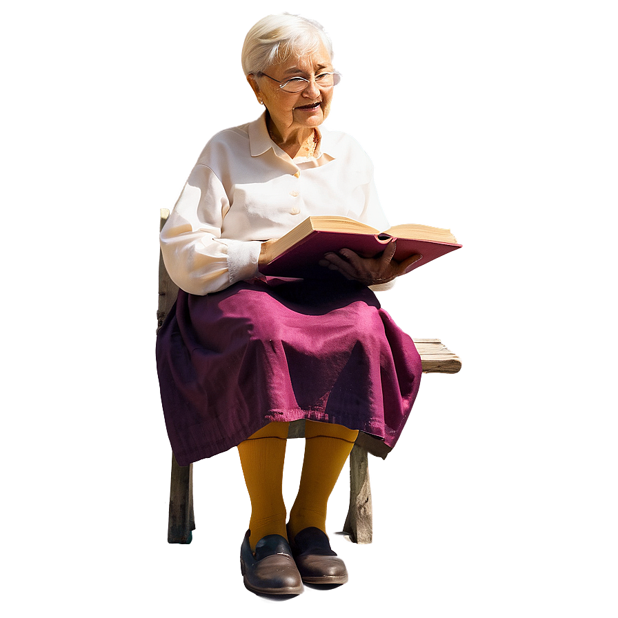 Old Woman With Book Png 06202024 PNG