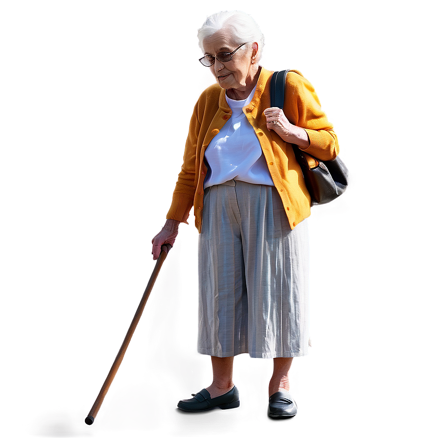 Old Woman With Cane Graphic Png 38 PNG