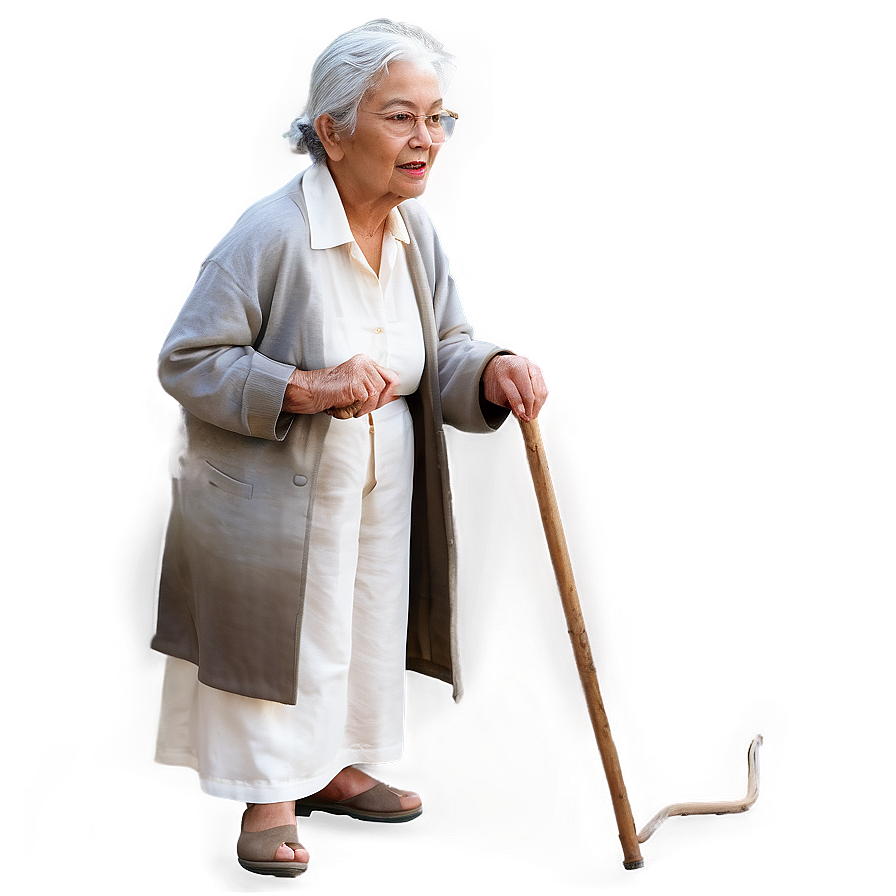 Old Woman With Cane Graphic Png 62 PNG