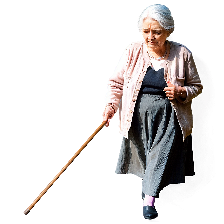 Old Woman With Cane Graphic Png Dqh83 PNG