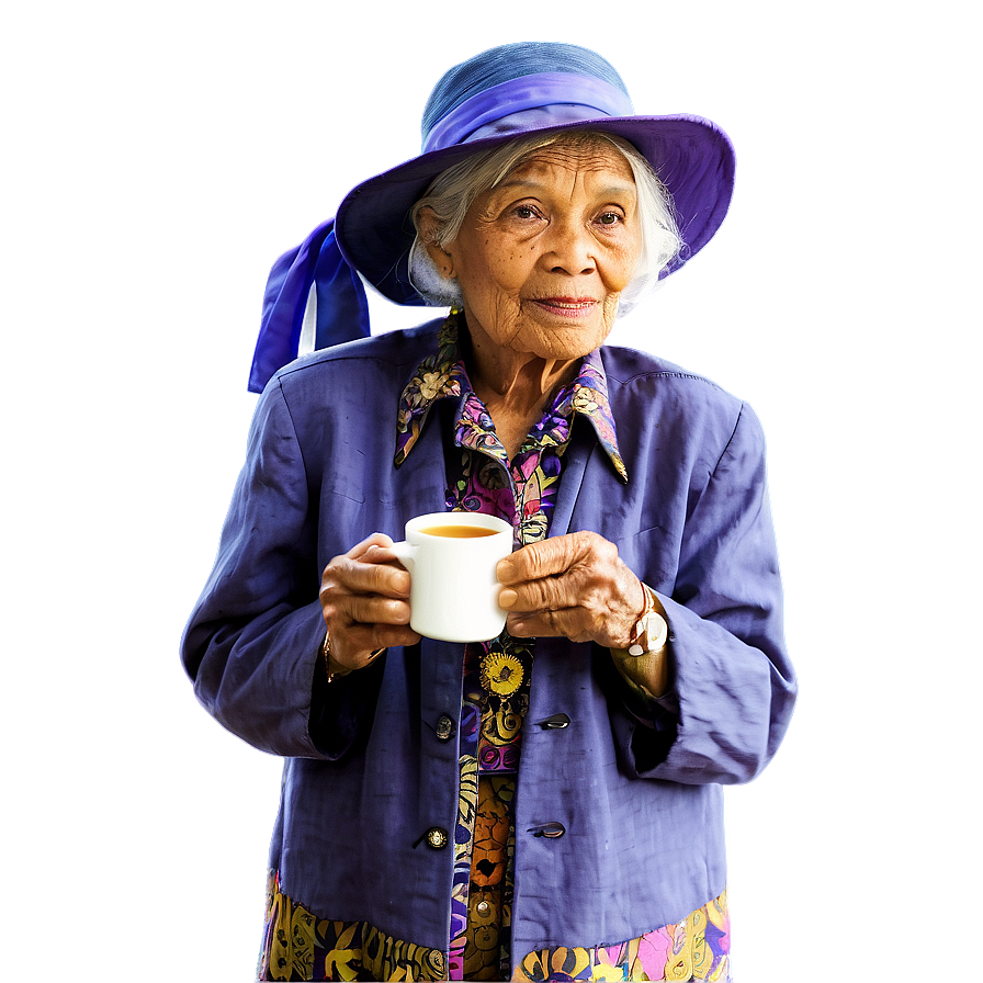 Old Woman With Tea Png Hdy PNG