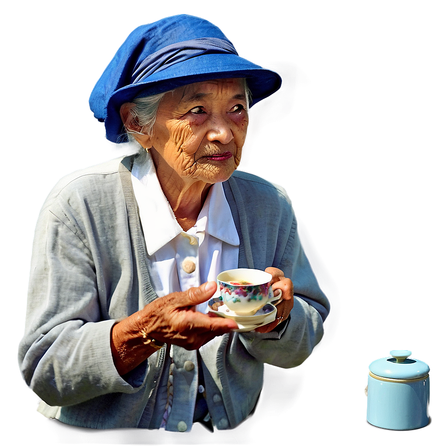 Old Woman With Tea Png Ifx PNG