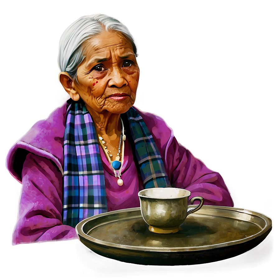 Old Woman With Tea Png Mrf PNG