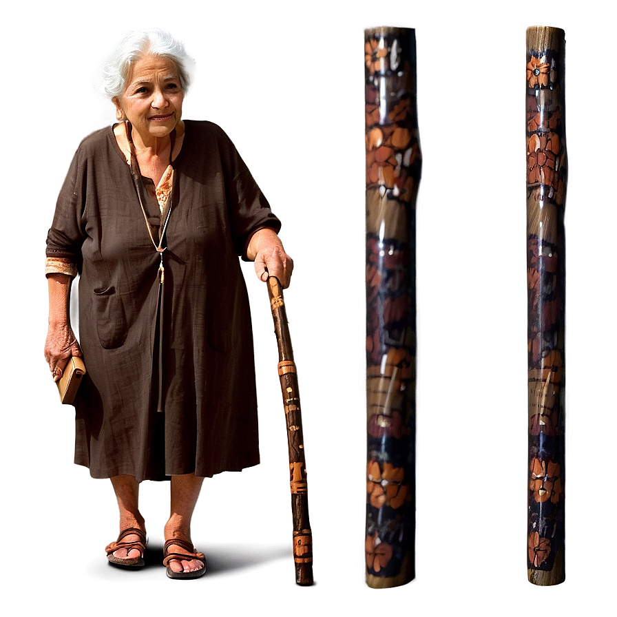 Old Woman With Walking Stick Png Awm PNG