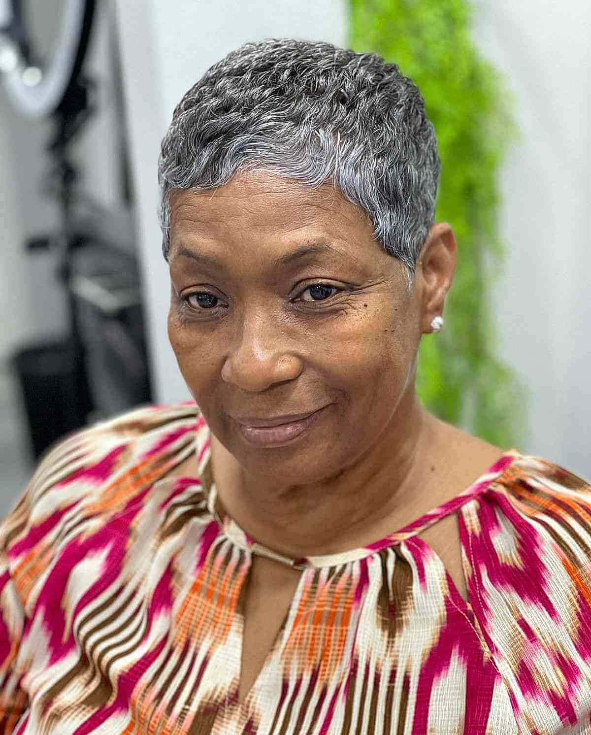 Older Black Woman Salt And Pepper Pixie Cut Hair Wallpaper
