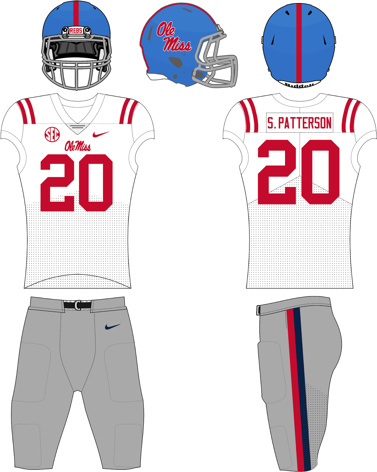 Ole Miss Football Uniform Design20 PNG