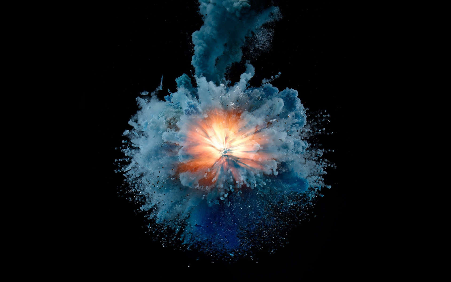 Powdered Object Exploding Oled Monitor Wallpaper