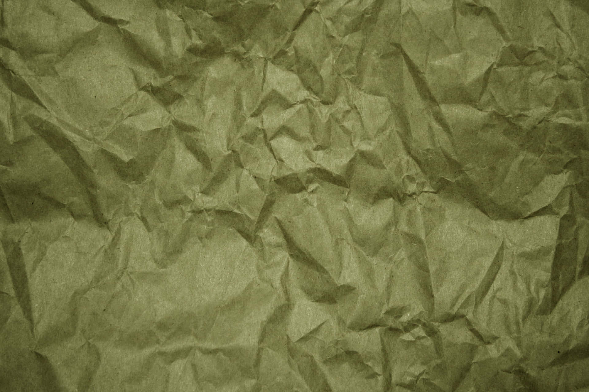 Olive Green Crumpled Paper Background