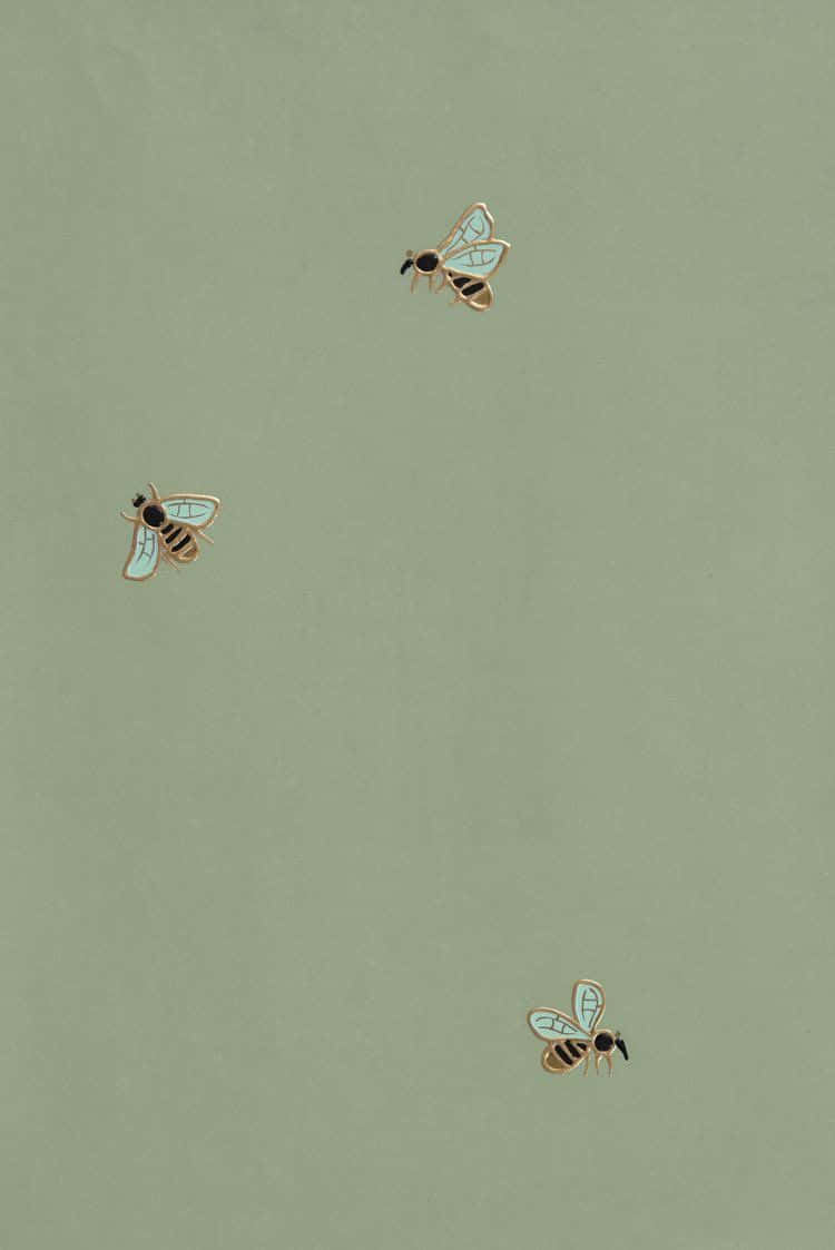 Olive Green Background With Tiny Bees