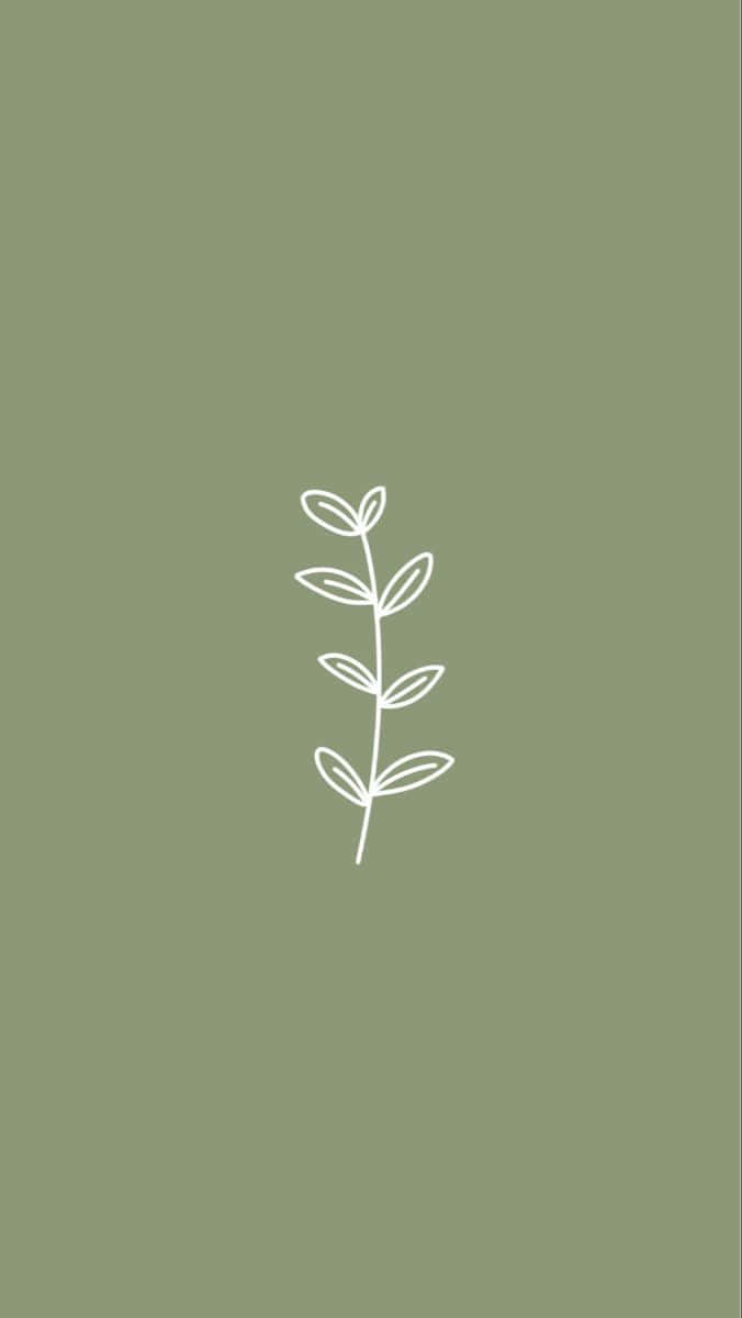 Olive Green Simple Plant Illustration Wallpaper