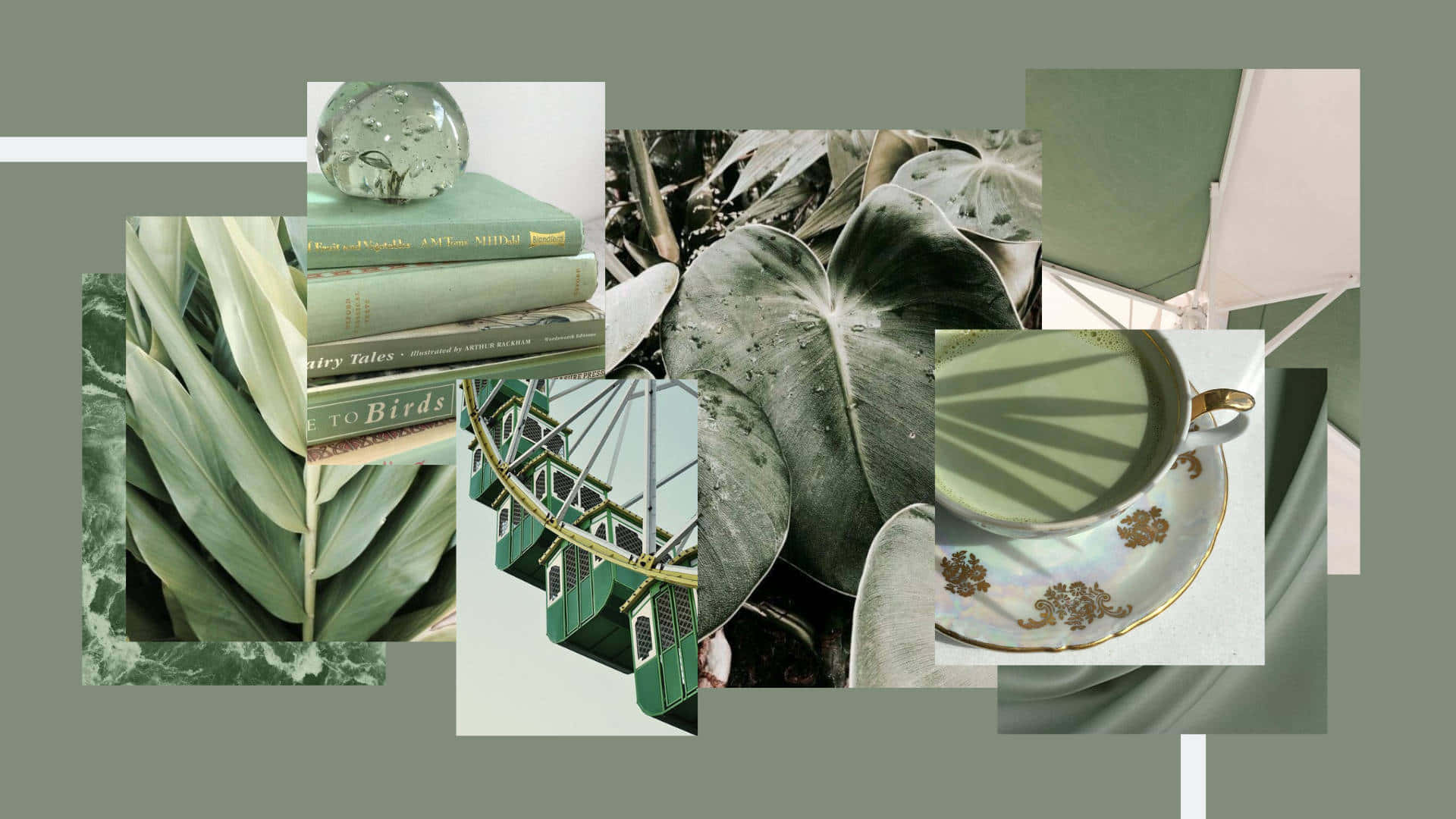 Olivegreen Estetica Desktop Fresco Collage Sfondo