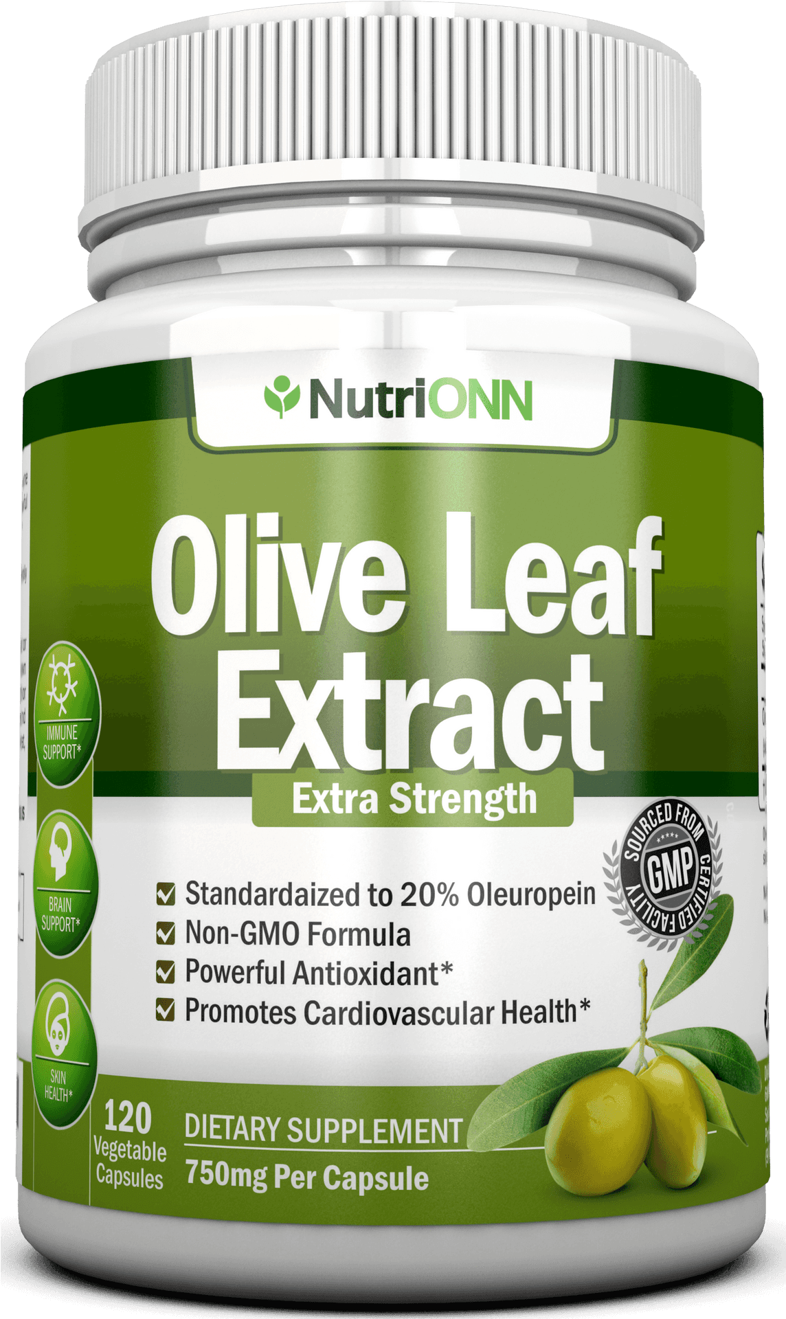 Olive Leaf Extract Supplement Bottle PNG