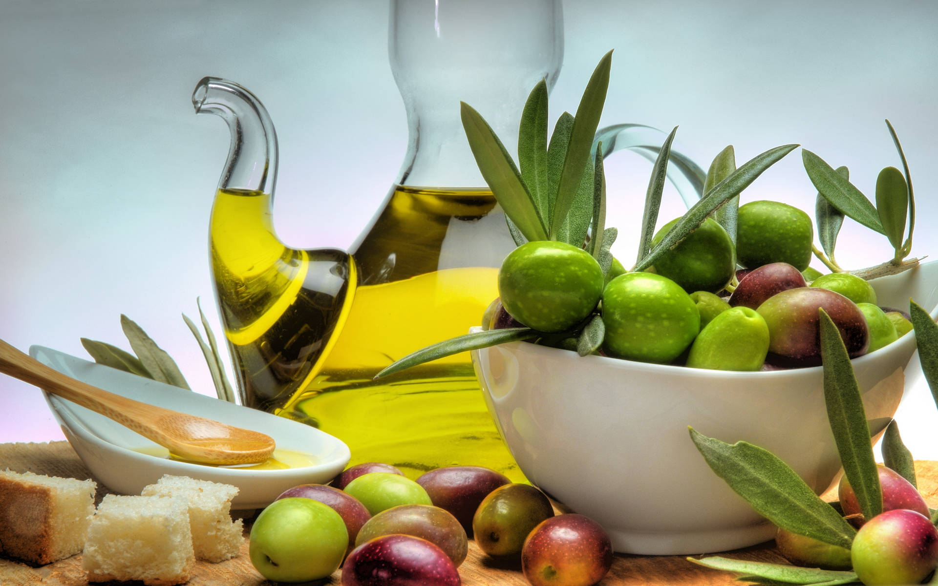 Olive Oil And Fruit Wallpaper