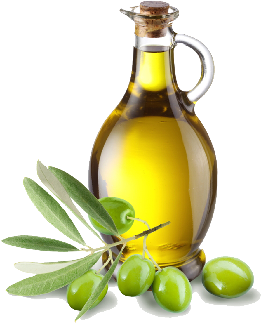 Olive Oil Glass Bottlewith Olives PNG