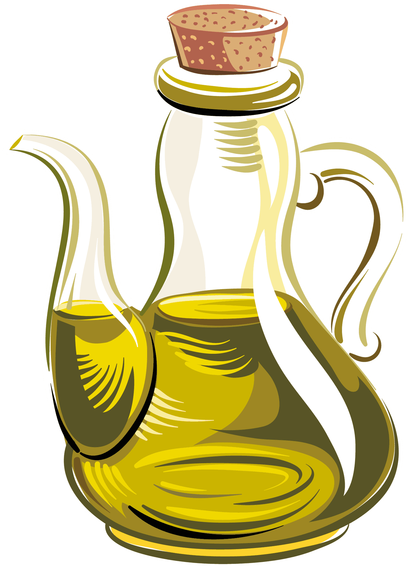 Olive Oil Glass Cruet Illustration PNG