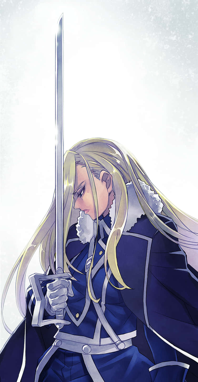 Olivier Mira Armstrong in a snowy landscape. Wallpaper