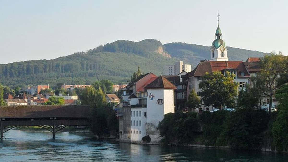 Olten Riverfront View Switzerland Wallpaper