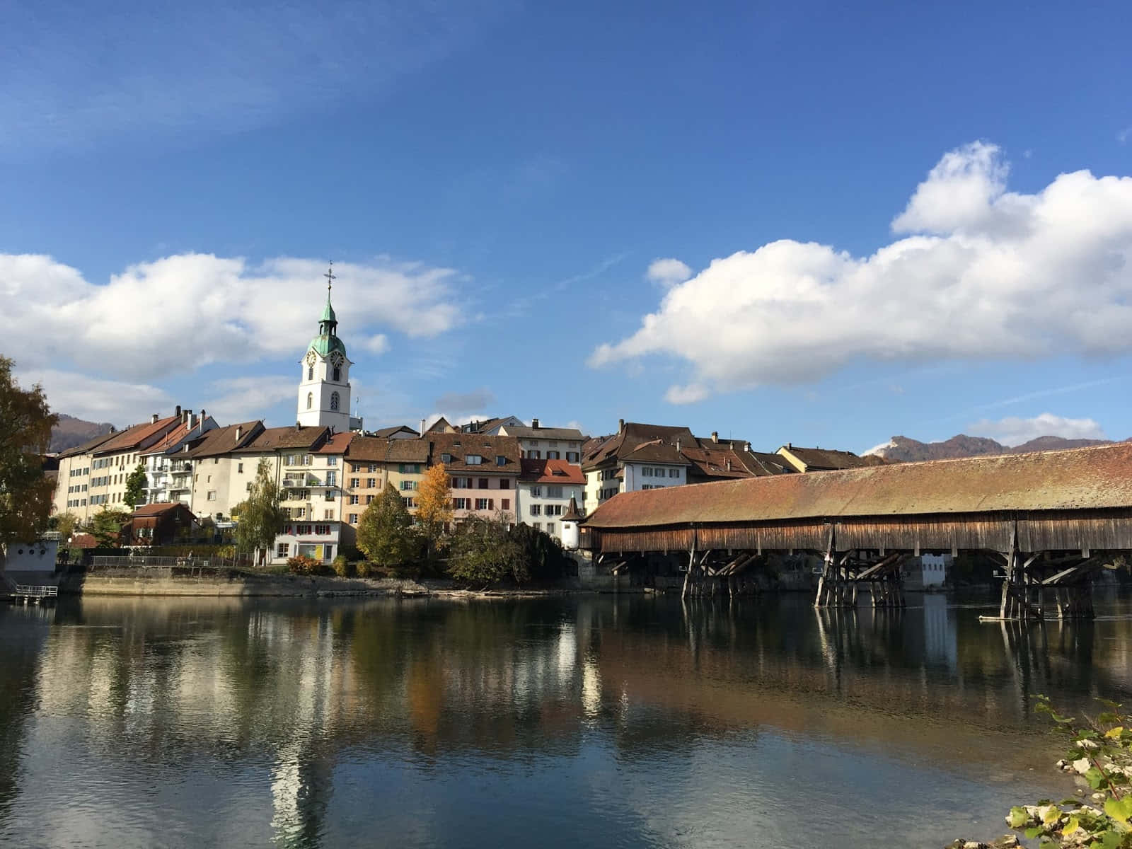 Olten Switzerland River Town View Wallpaper