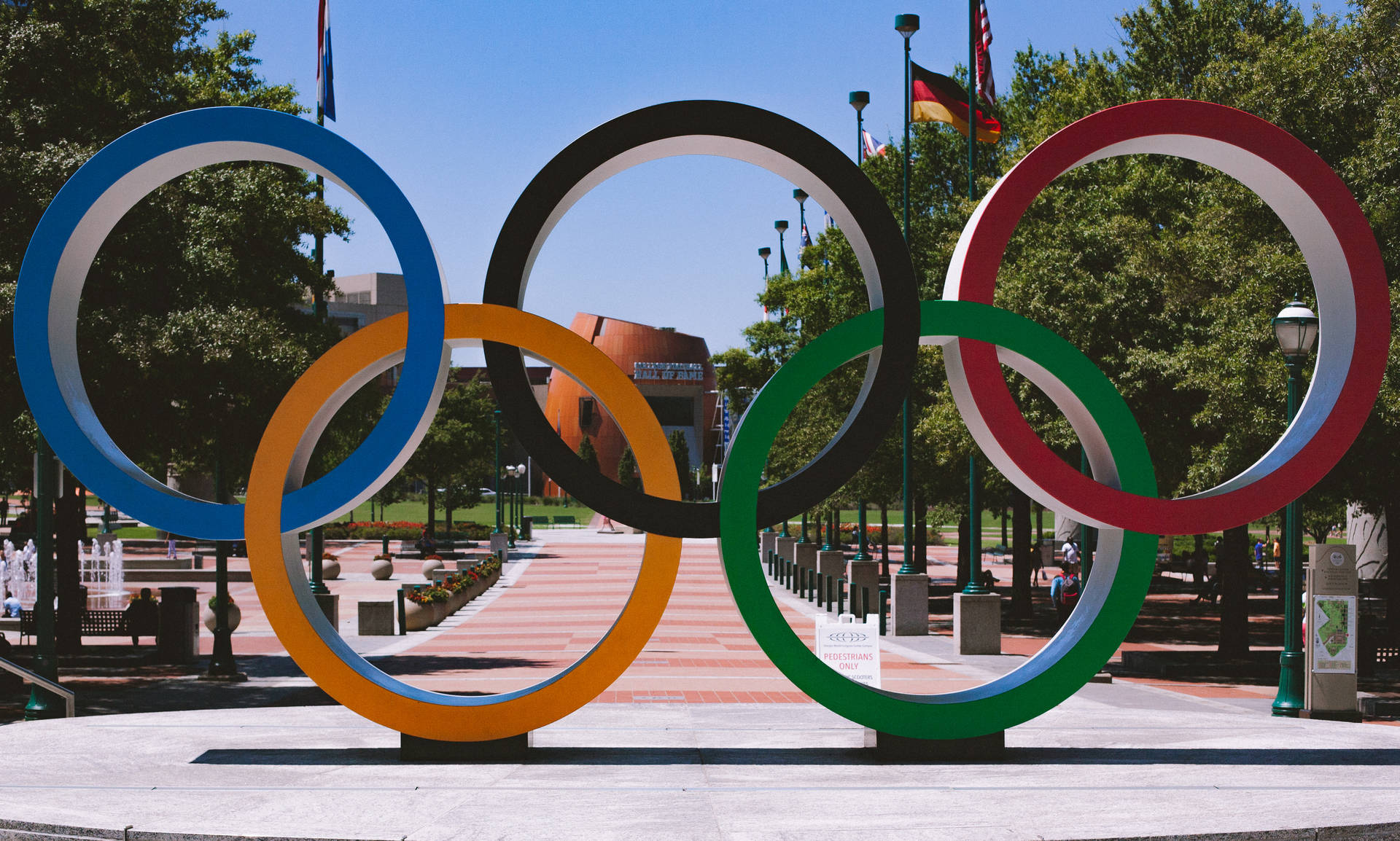 Olympic Logo Statue Close-up Wallpaper