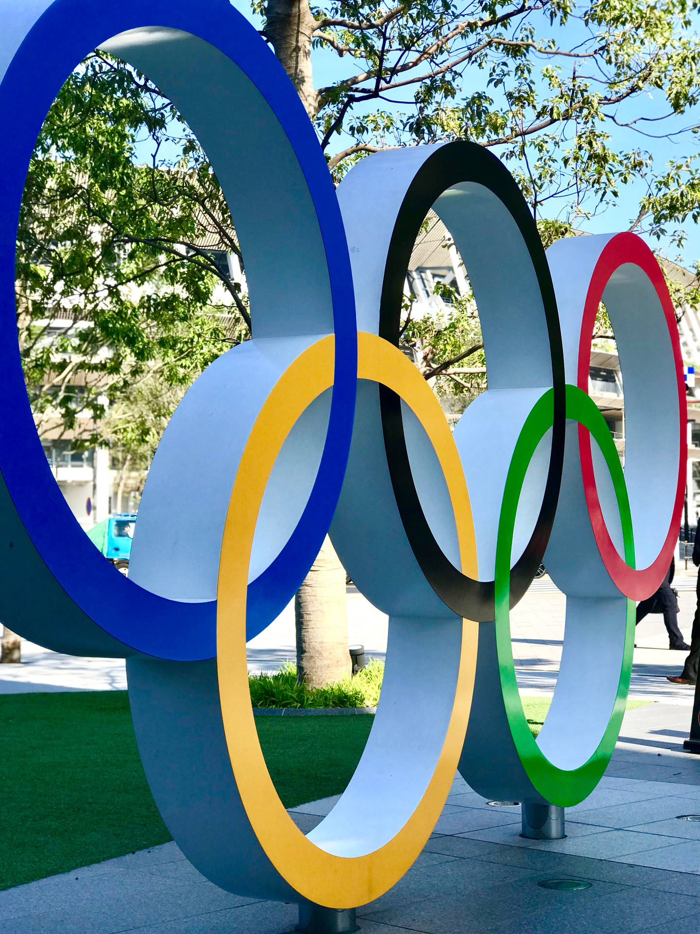Olympisches Logo-statuenfoto Wallpaper