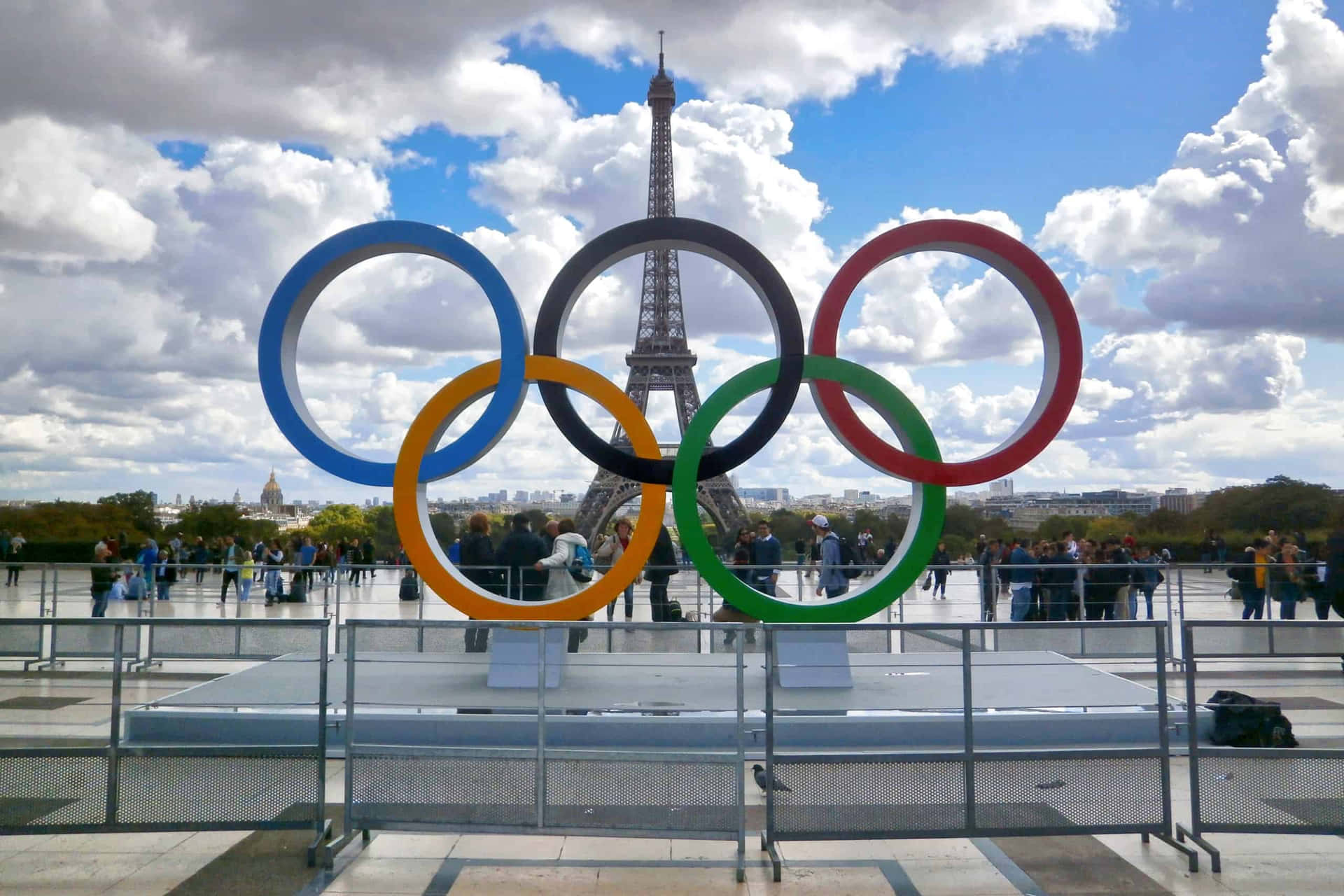 Olympic Rings Eiffel Tower Paris Wallpaper