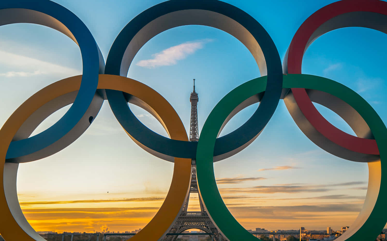 Olympic Rings Eiffel Tower Paris Sunset Wallpaper