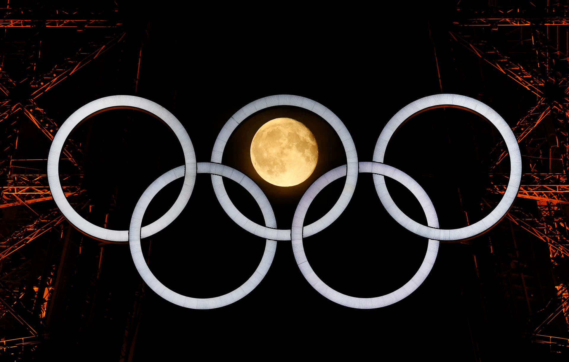 Olympic Ringswith Full Moon Wallpaper