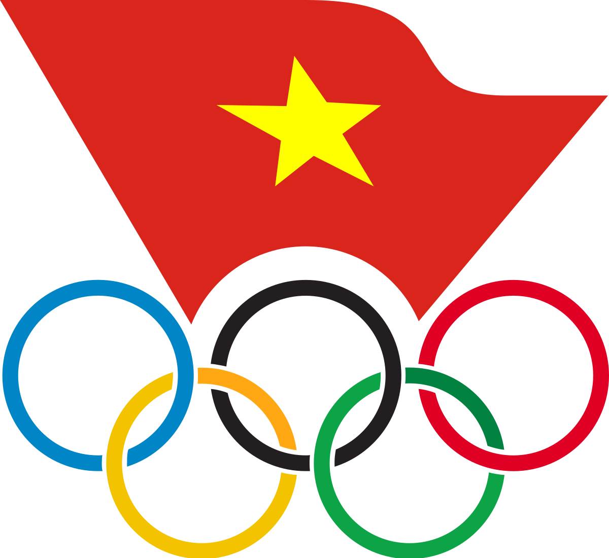 Olympic Ringswith Red Flag Star PNG