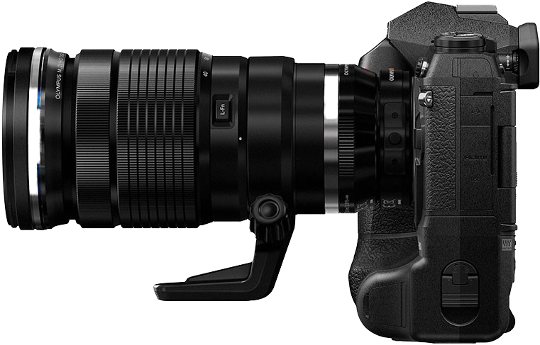 Olympus Professional Camerawith Telephoto Lens PNG