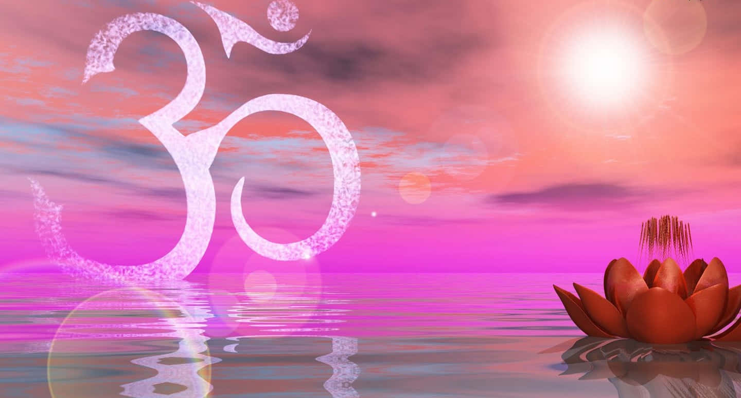 Sacred Om Symbol in Space with Stars