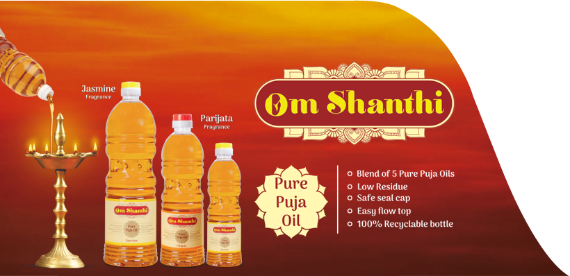 Om Shanthi Pure Puja Oil Advertisement PNG