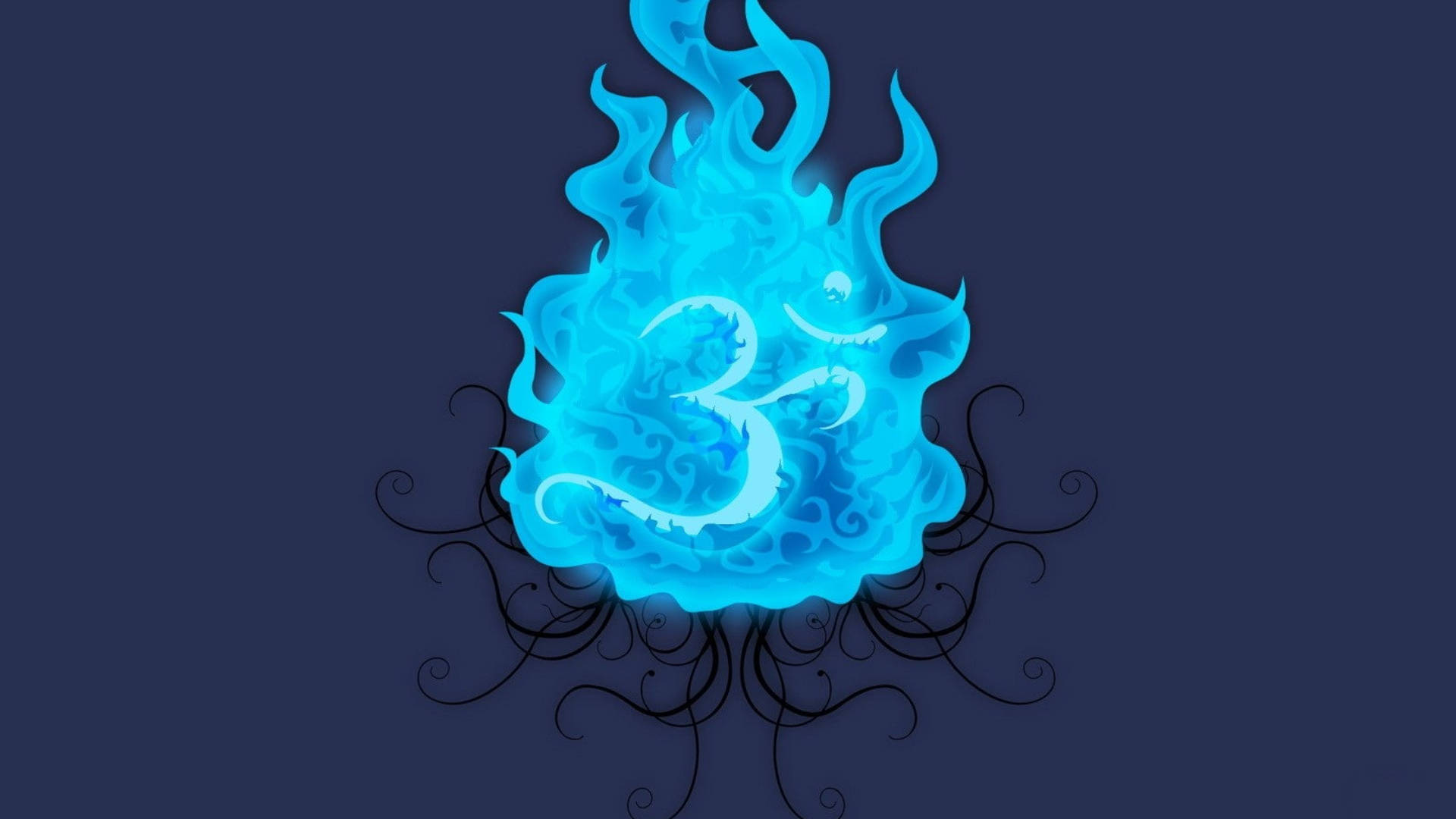 Om Symbol Blue Flame Wallpaper