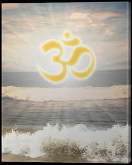 Om Symbol Over Beachat Sunset PNG