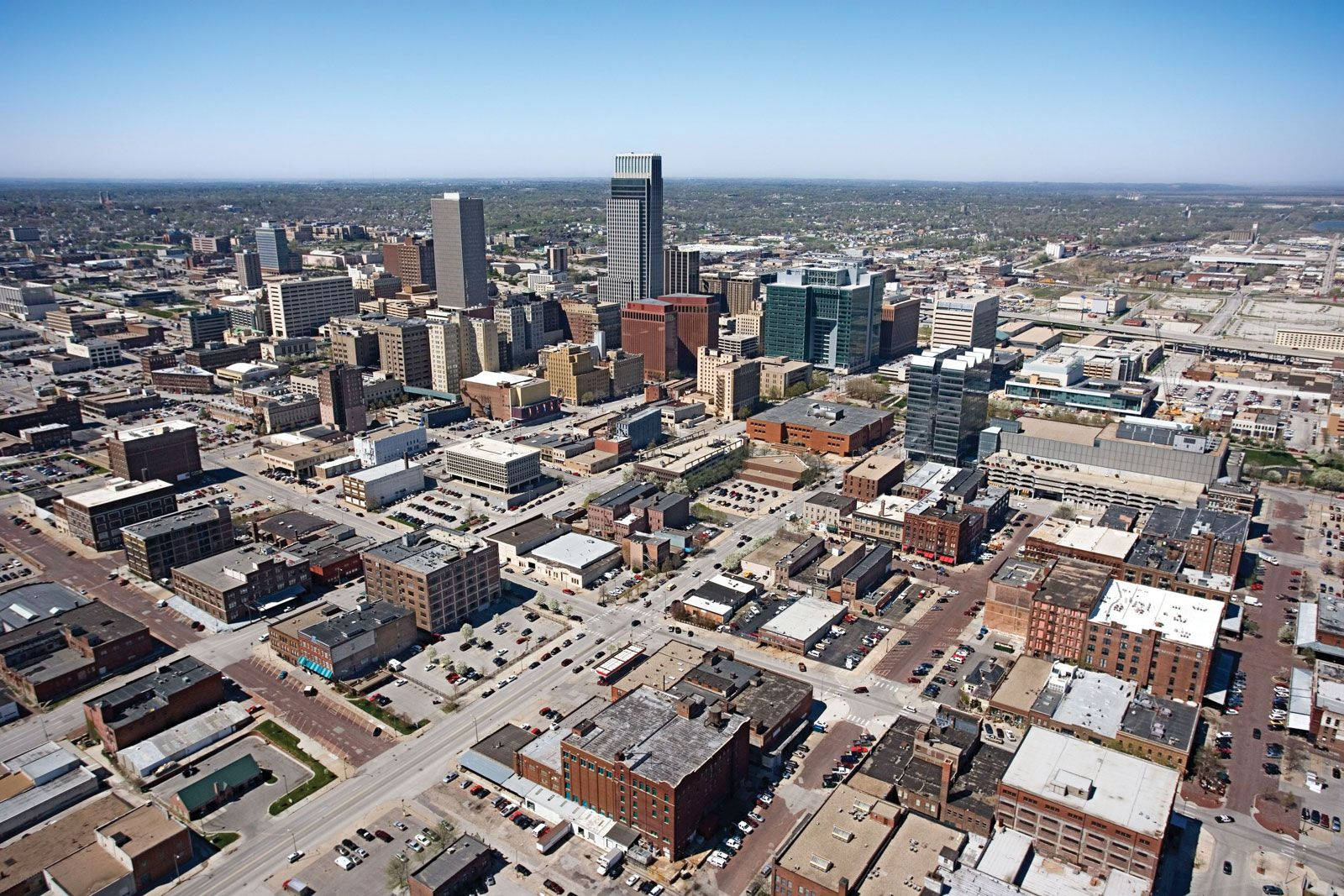 Aerial view of Omaha cityscape Wallpaper