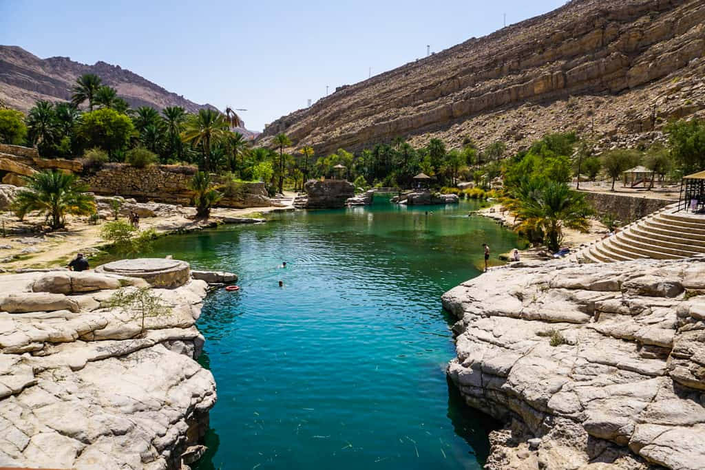 Piscinedi Wadi Bani Khalid In Oman Sfondo