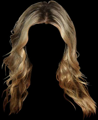 Ombre Wavy Wig Black Background PNG