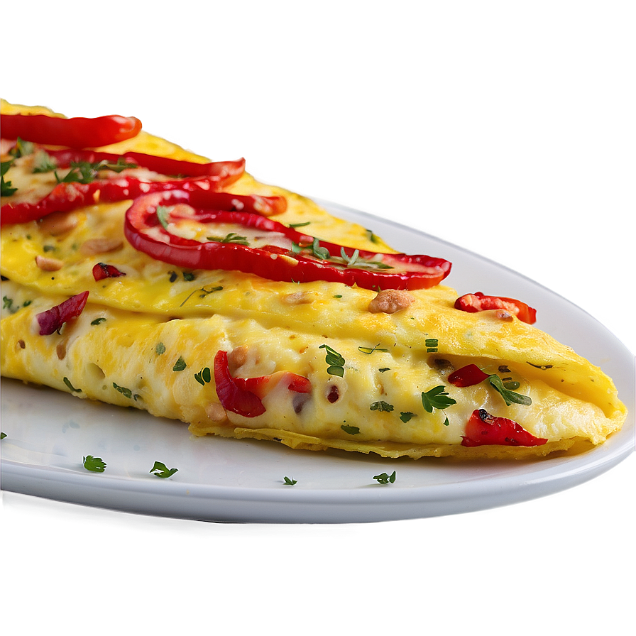 Download Omelette With Roasted Red Peppers Png 06262024 | Wallpapers.com