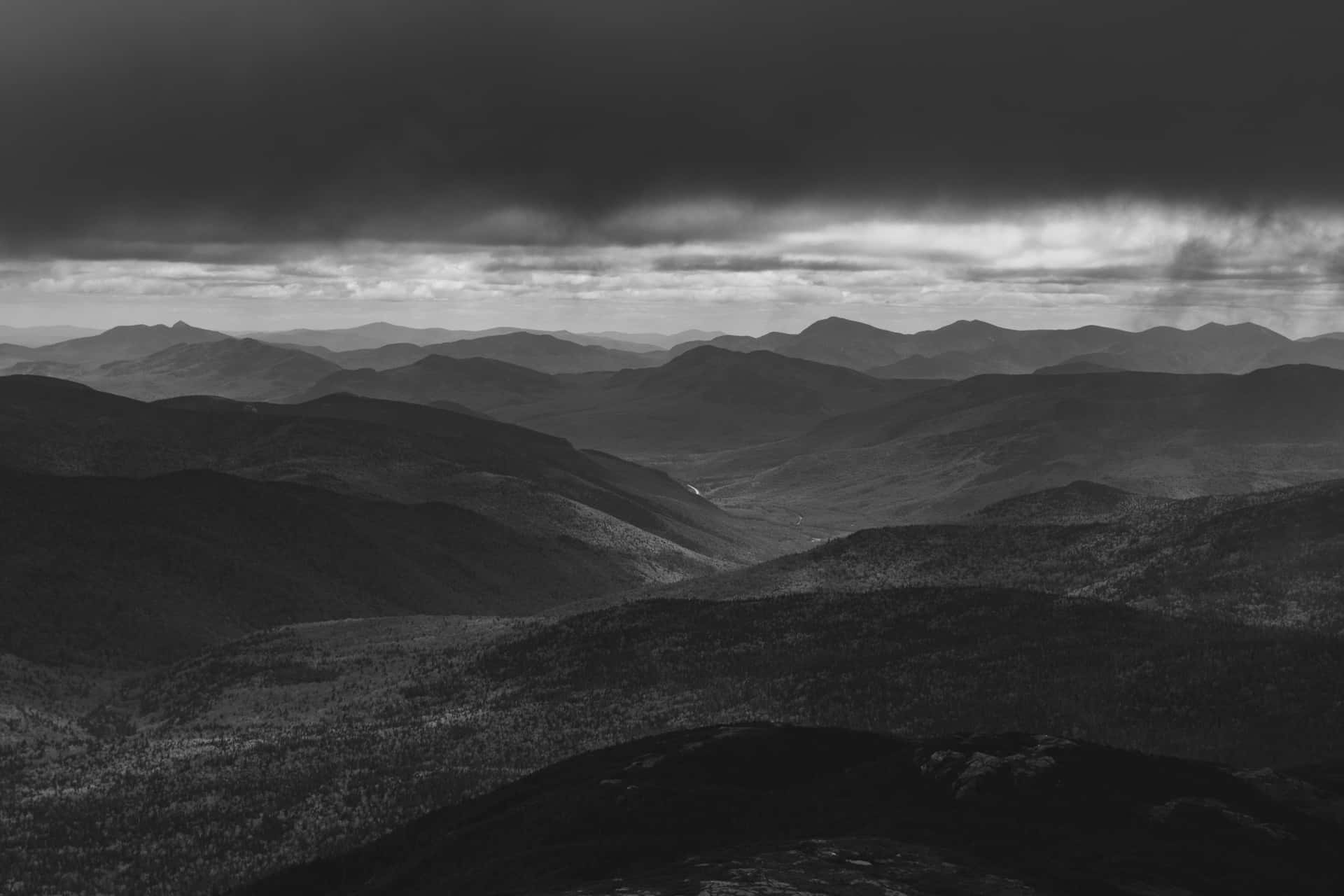 Ominous Hills In Black-And-White Wallpaper