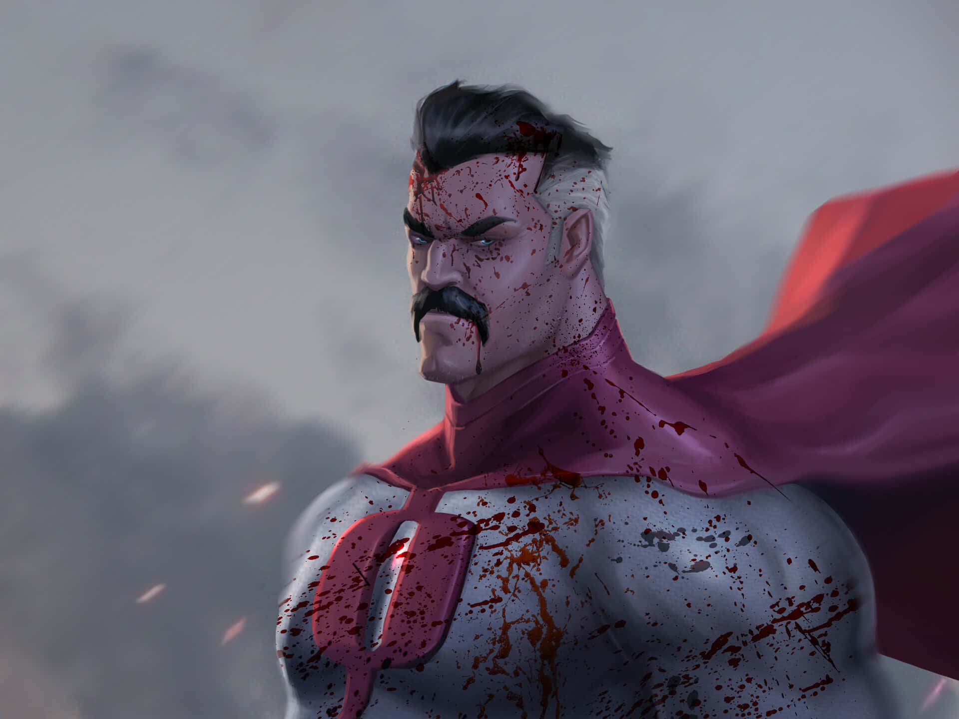a man with a mustache and red cape Wallpaper