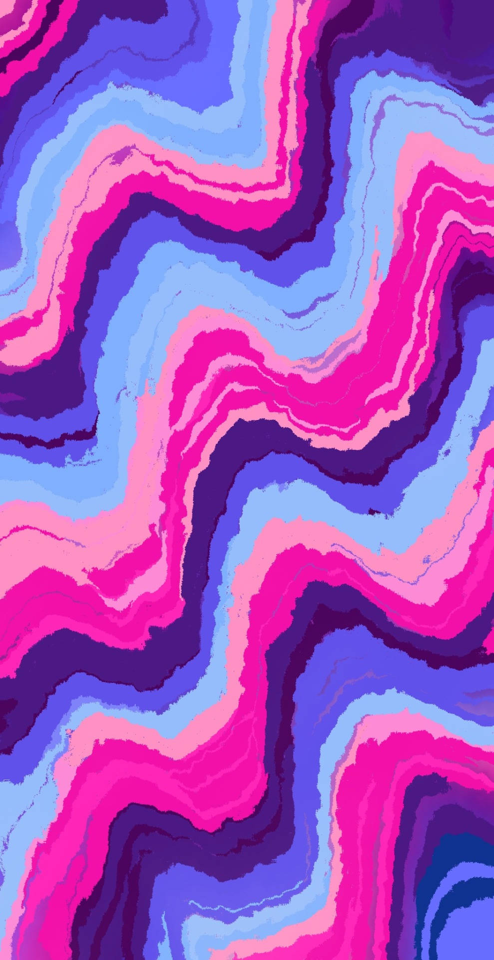 Et pink og blåt abstrakt mønster med bølgende linjer Wallpaper