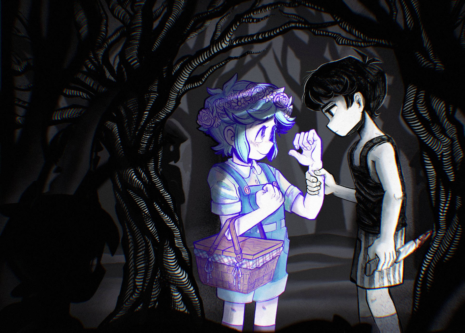 Omori And Basil In Dark Forest